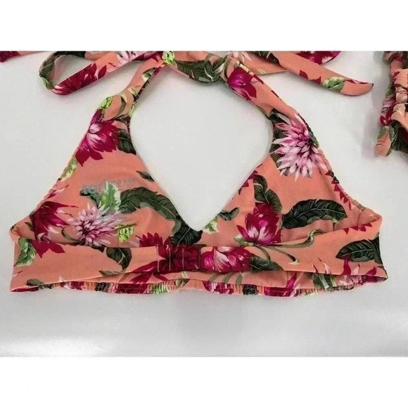 Tori Praver Bikini 2 Piece Swimwear Pink Floral Halter Strappy High Waist Bottom - Picture 4 of 8